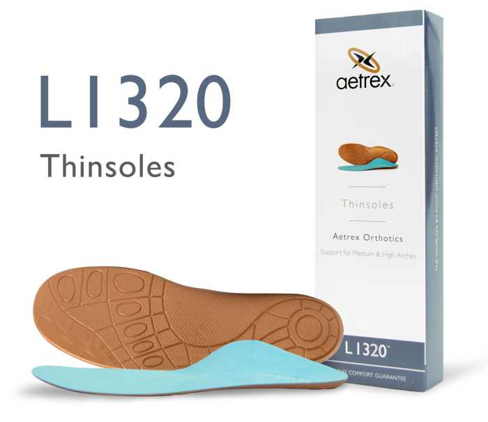 Aetrex ATL1320M Thinsoles Orthotic, Unisex, For Shoes Without Removable Insoles