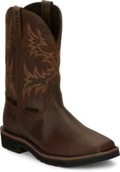 Justin JUSE4690 Driller, Men's, Brown, Steel Toe, EH, WP, 11 Inch, Pull On, Work Boot