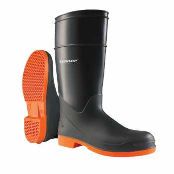 Dunlop 87983 Men's Grey/Orange 16 Inch PVC Waterproof, Slip Resistant, Soft Toe, Pull On Boot