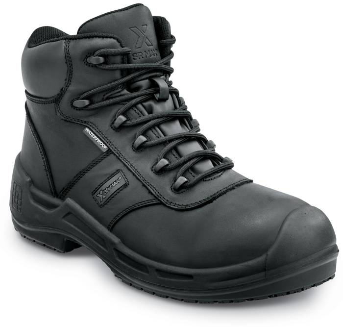 SR Max SRM9100 Cascade, Men's, Black, 6 Inch, Waterproof, MaxTRAX Slip Resistant, Soft Toe Work Boot