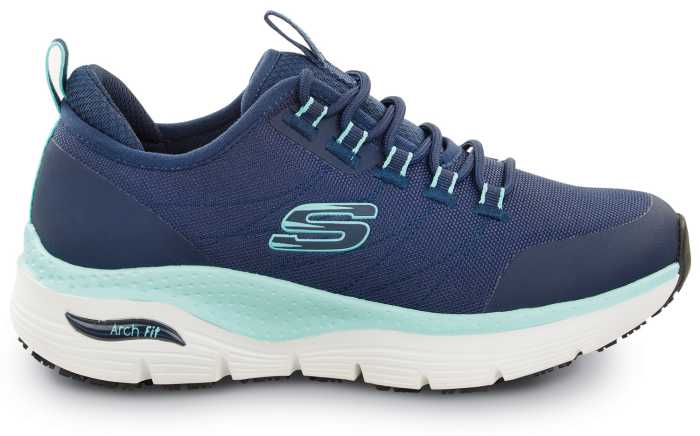 SKECHERS Work Arch Fit SSK108096NVAQ Christina, Women's, Navy/Aqua, Athletic Style, EH, MaxTRAX Slip Resistant, Soft Toe Work Shoe