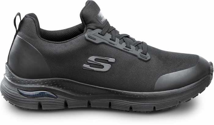SKECHERS Work Arch Fit SSK8038BLK Jake, Men's, Black, Slip On Athletic Style, MaxTRAX Slip Resistant, Soft Toe Work Shoe
