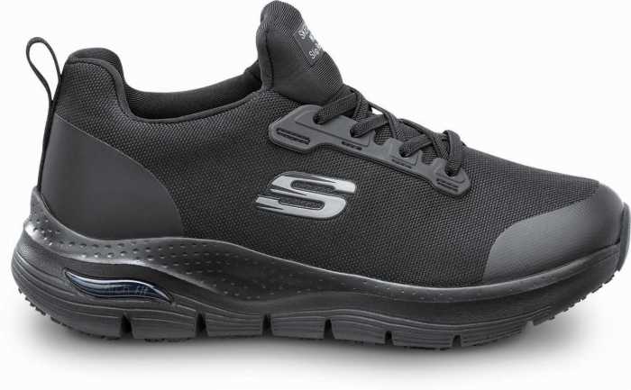 SKECHERS Work Arch Fit SSK8436BLK Leslie, Women's, Black, Slip On Athletic Style, Alloy Toe, MaxTRAX Slip Resistant, Work Shoe