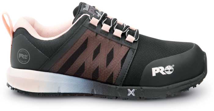 Timberland PRO STMA44B9 Radius, Women's, Black/Rose Pop, Comp Toe, EH, MaxTRAX Slip-Resistant Work Shoe