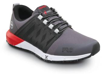 Timberland PRO STMA5YVY Radius, Men's, Asphalt/True Red, Soft Toe, EH, MaxTRAX Slip Resistant, Athletic, Work Shoe
