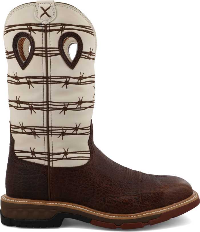 Twisted X TWMXBA006 Men's, Brown Elephant Print and Bone, Alloy Toe, EH, 12 Inch, Western, Pull On, Work Boot