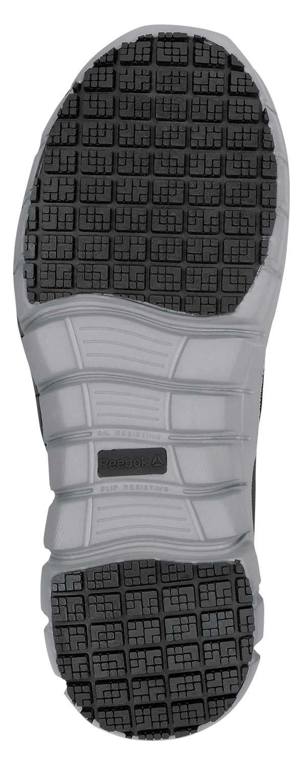 Reebok Work SRB031 Sublite Women's, Black/Grey, Slip On Athletic Style, MaxTRAX Slip Resistant, Soft Toe Work Shoe